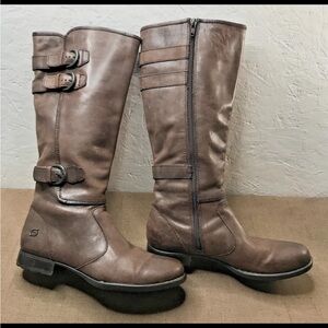 Born Atilla Women's Riding Boots Brown Leather Side Zip Size 8.5M Chic Biker